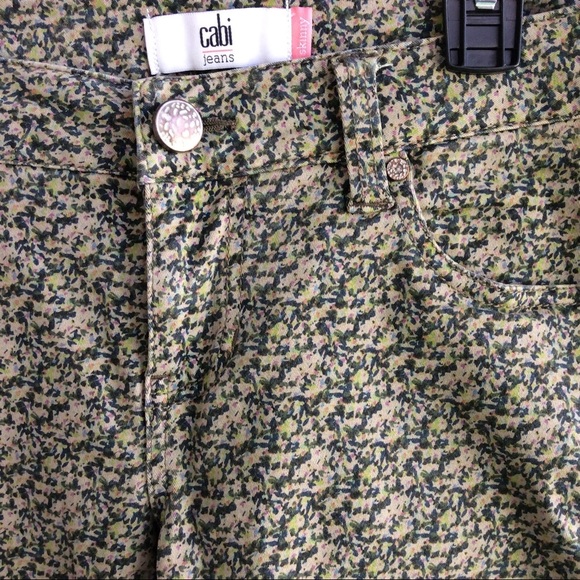 CAbi Skinny Ditsy Floral Print Green Jeans 5083 - Picture 3 of 7